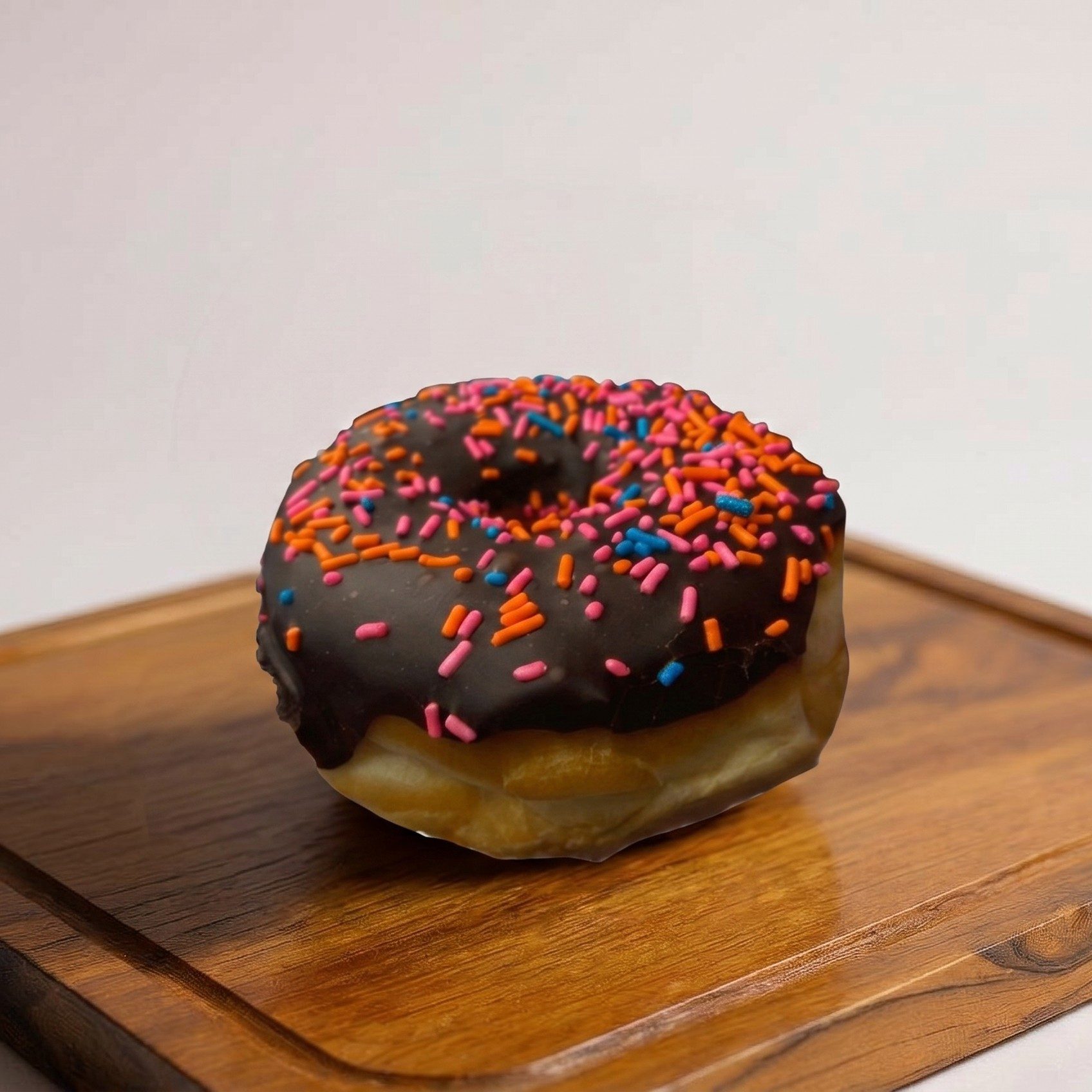 Chocolate Iced W/ Sprinkles.