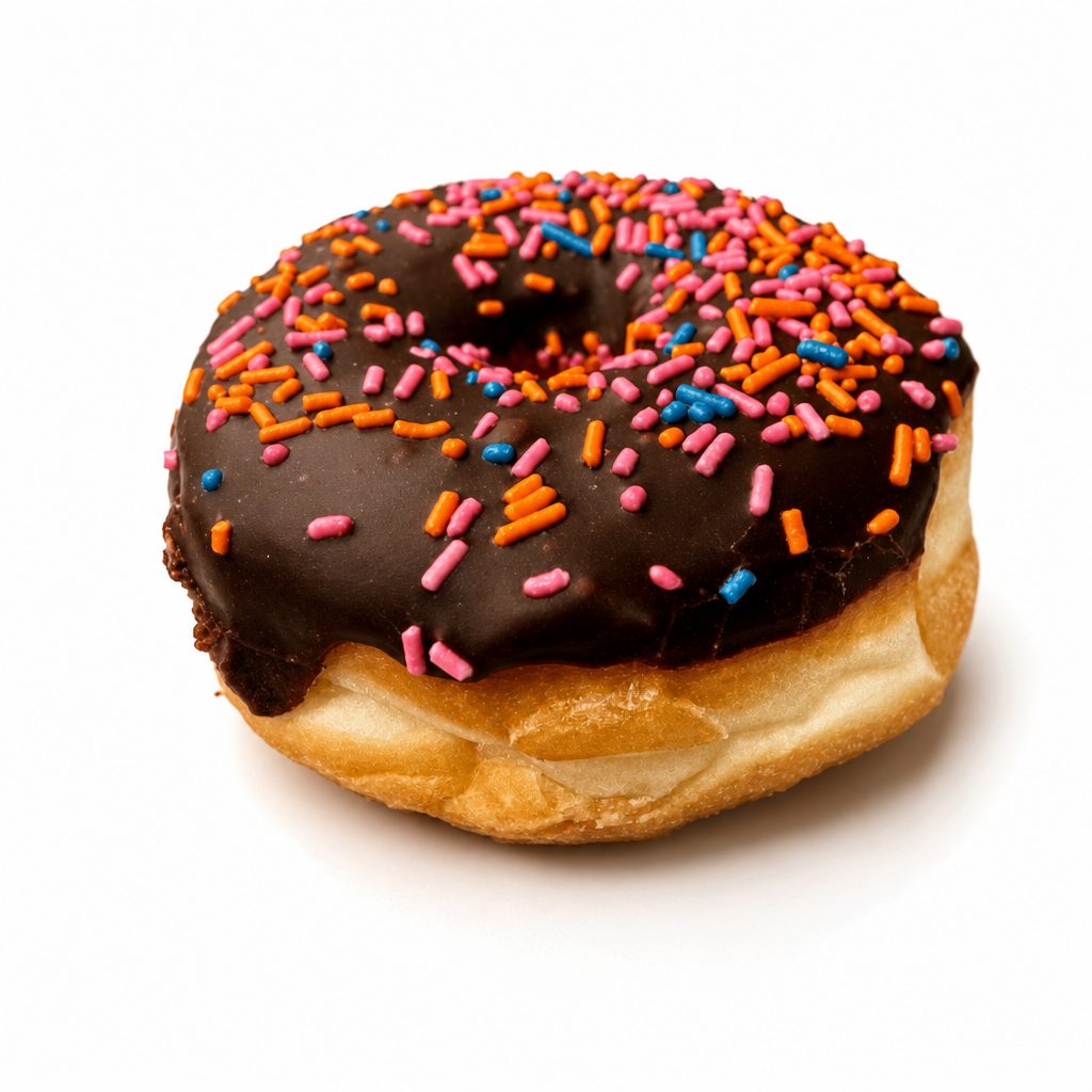Chocolate Iced W/ Sprinkles.
